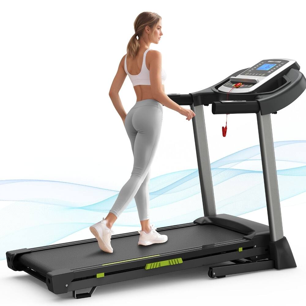 Alt View 2. Loheer - Loheer Compact Foldable Home Treadmill 3.0HP Quiet Motor 330 lbs Capacity 8 Shock Absorbers Small Space Treadmill - Black.