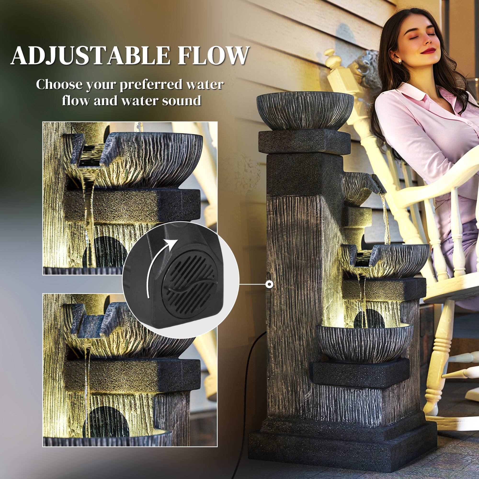 ADJUSTABLE FLOW  
Choose your preferred water flow and water sound