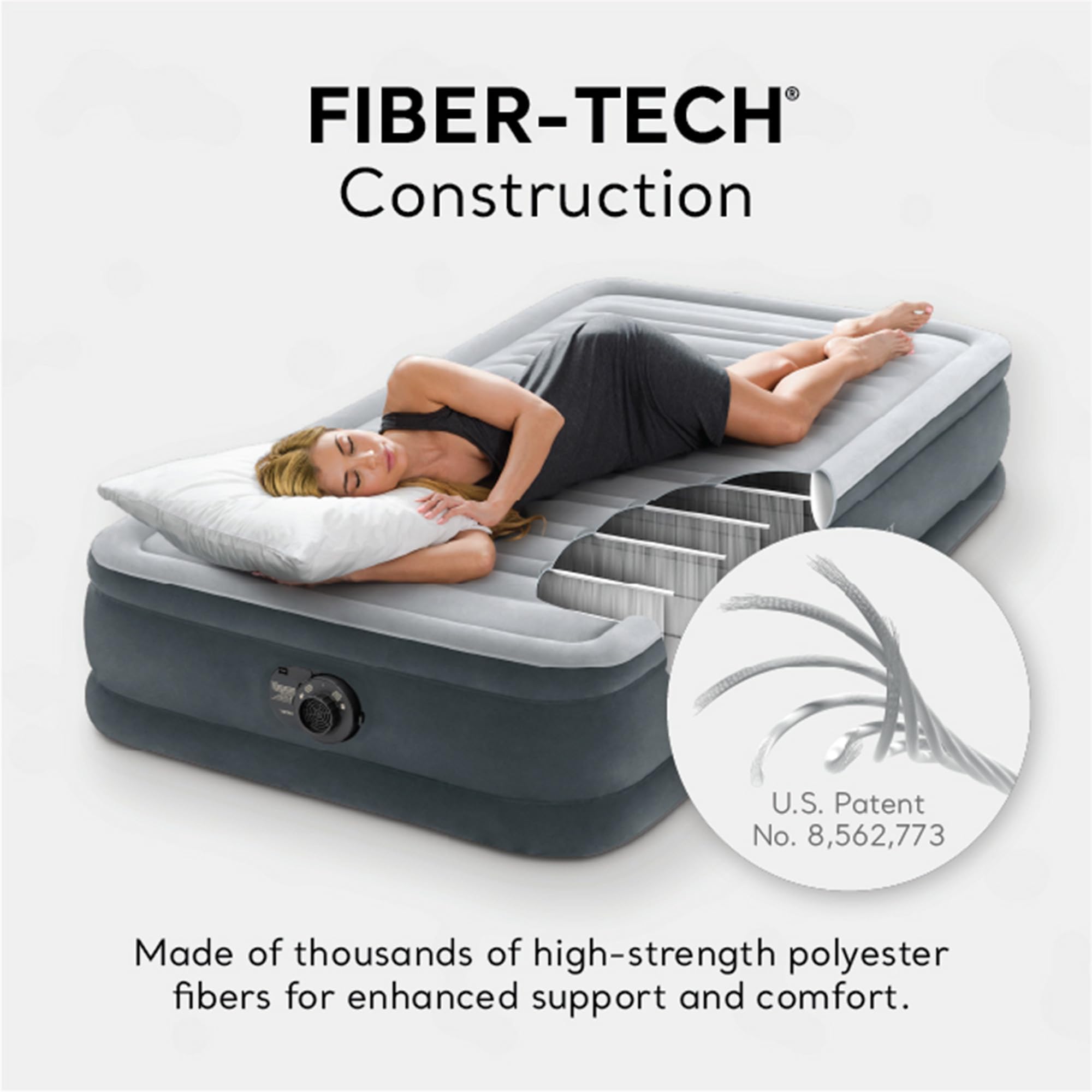 FIBER-TECH® Construction

Made of thousands of high-strength polyester fibers for enhanced support and comfort.

U.S. Patent No. 8,562,773