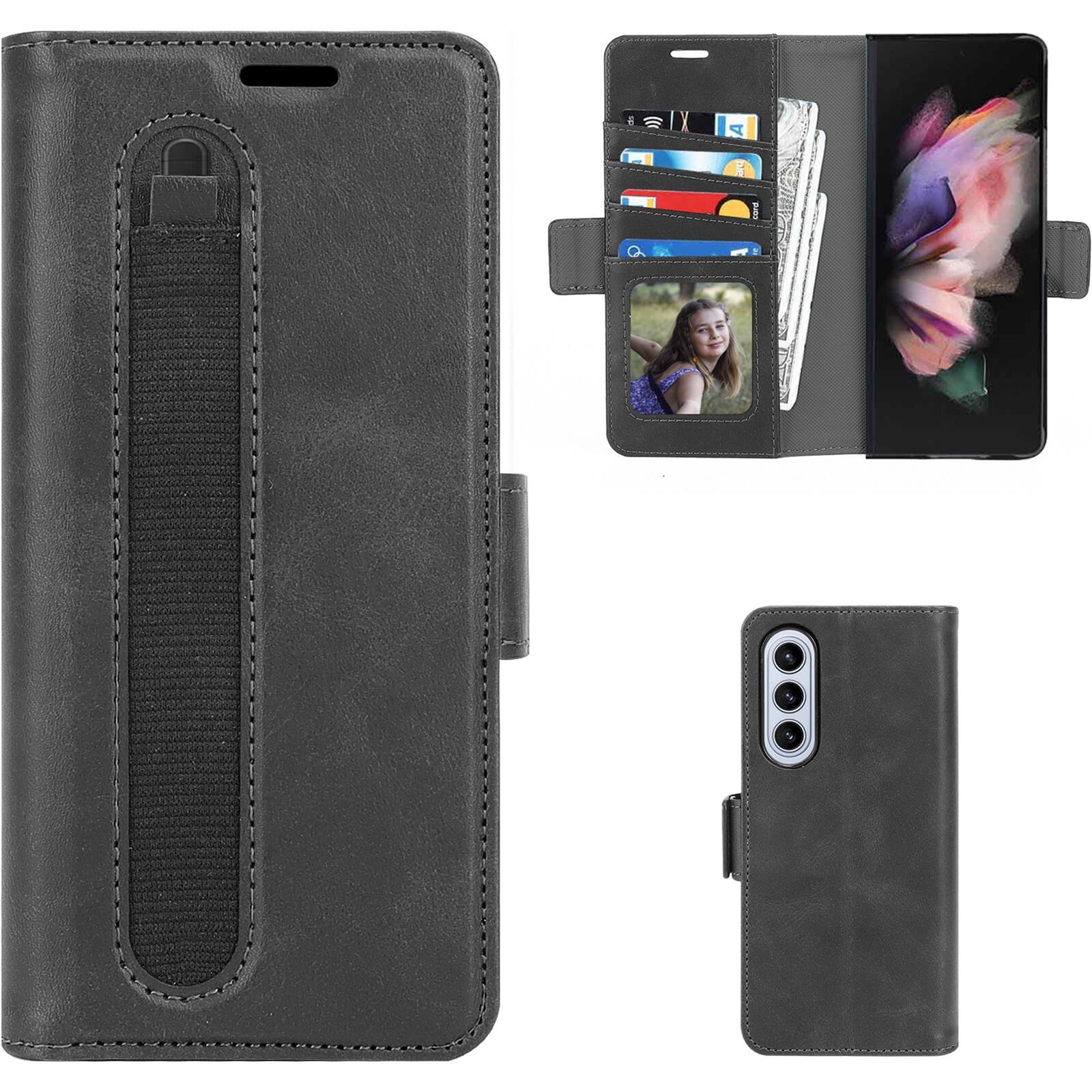 Alt View 16. SaharaCase - Leather Folio Wallet Case for Samsung Galaxy Z Fold5 - Black.