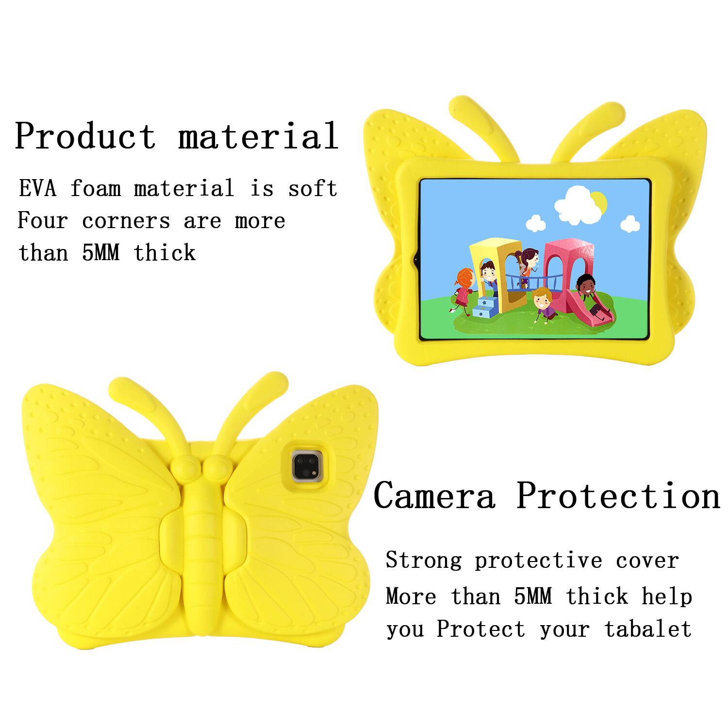 Product material  
EVA foam material is soft  
Four corners are more than 5MM thick  

Camera Protection  
Strong protective cover  
More than 5MM thick help you Protect your tablet