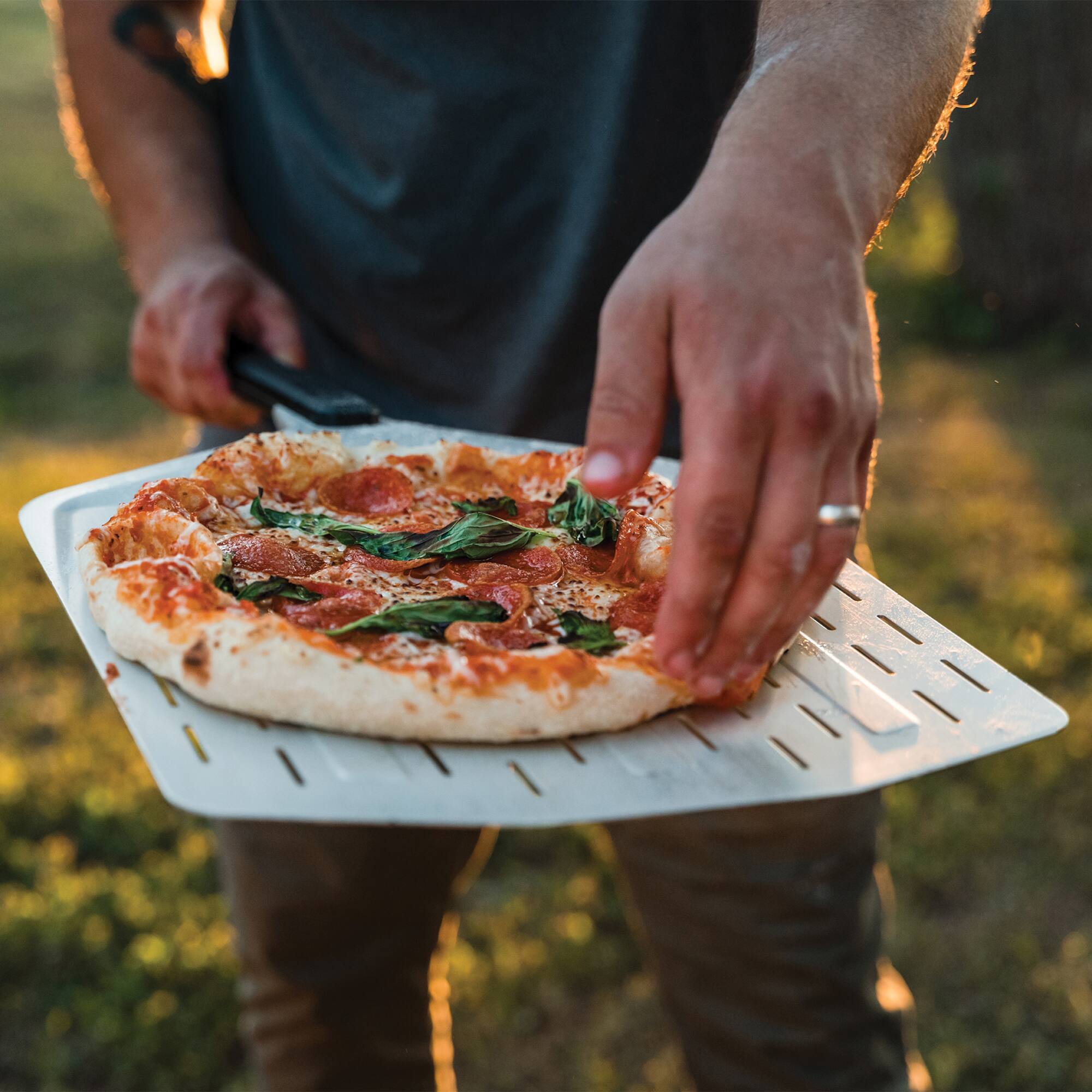 Alt View 16. Ooni - Perforated Pizza Peel (14-inch) - silver.