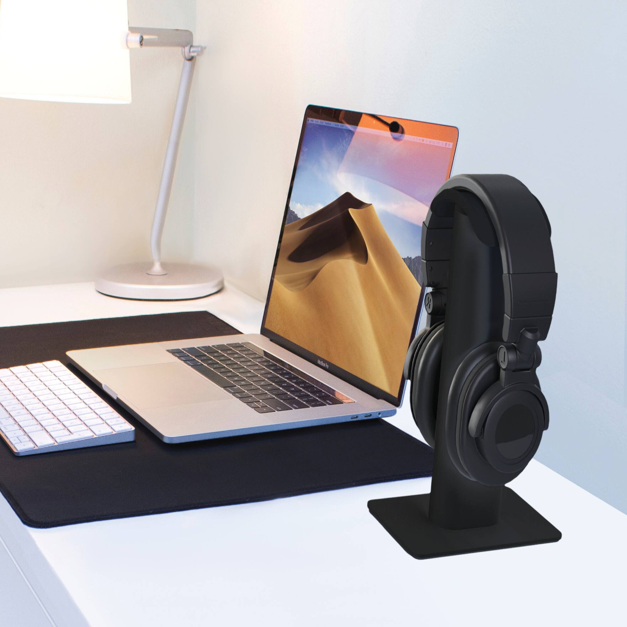 Alt View 3. Kanto - Premium Universal Headphone Stand with Curved Silicone Cradle - Black.