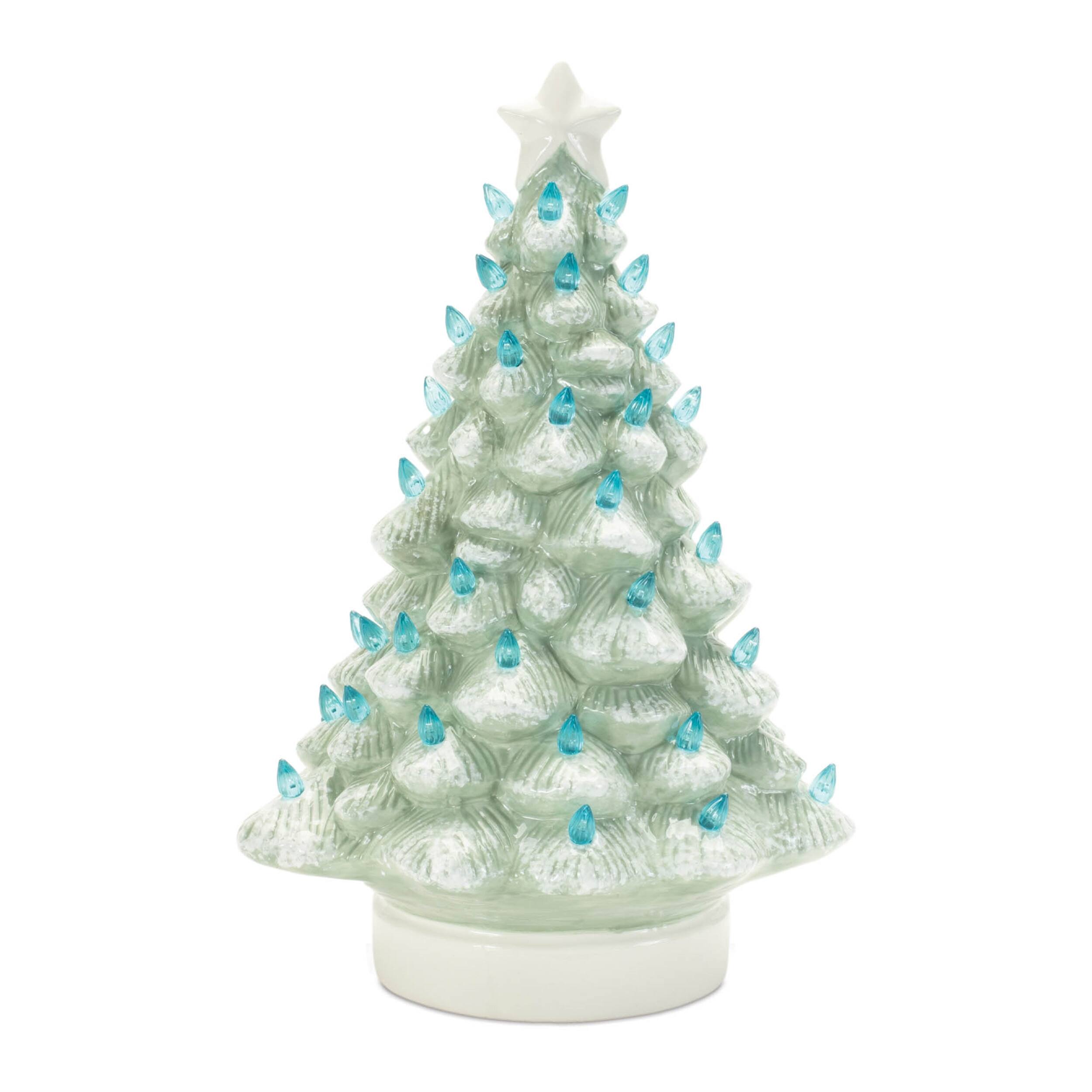 Angle. BreeBe - LED Ceramic Christmas Tree (Set of 2) - Blue, White.