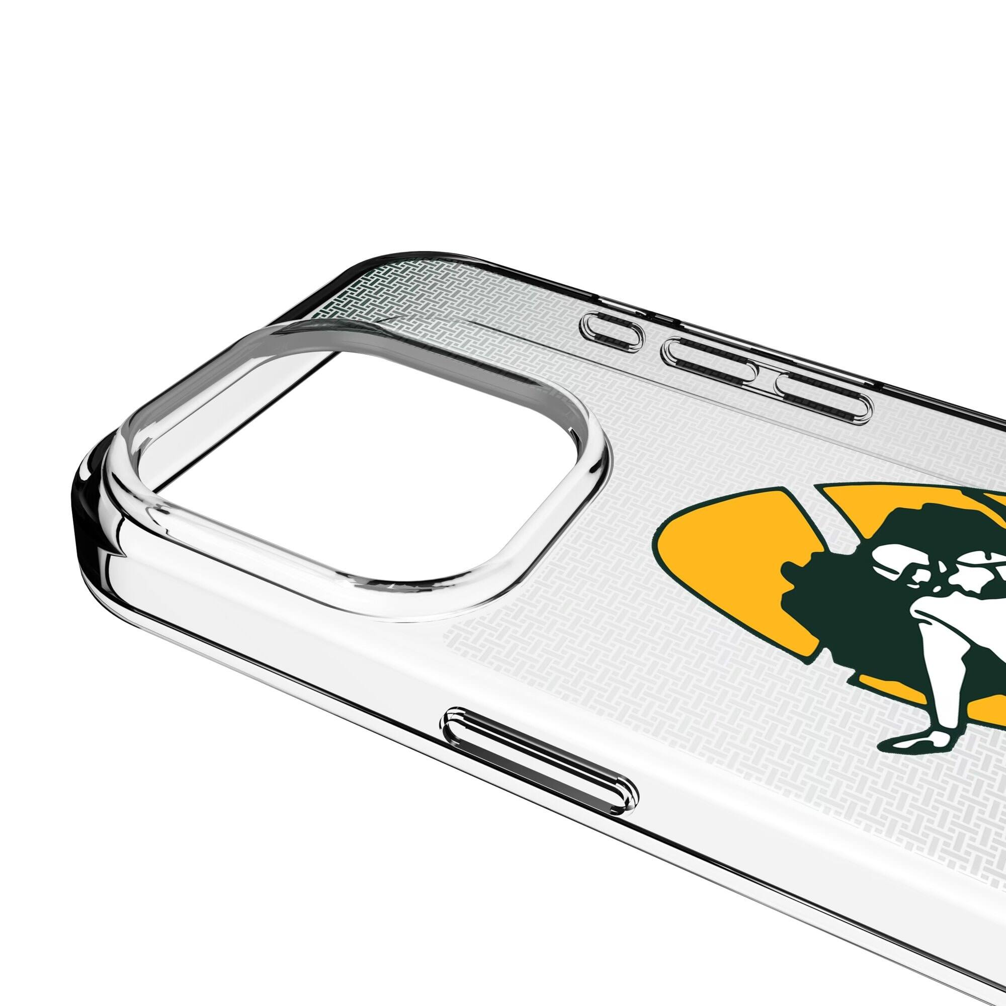 Alt View 2. Keyscaper - Green Bay Packers Linen Logo iPhone Clear Case - 15 - Multicolor.