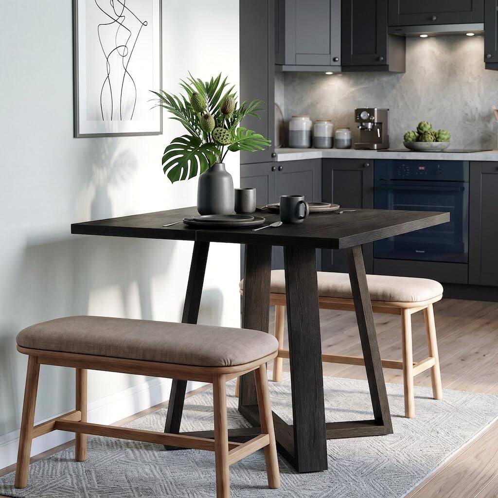 Alt View 7. Tribesigns - LITTLE TREE 31.5" Dining Table, Square Dining Table, Kitchen Table, Black - Black.
