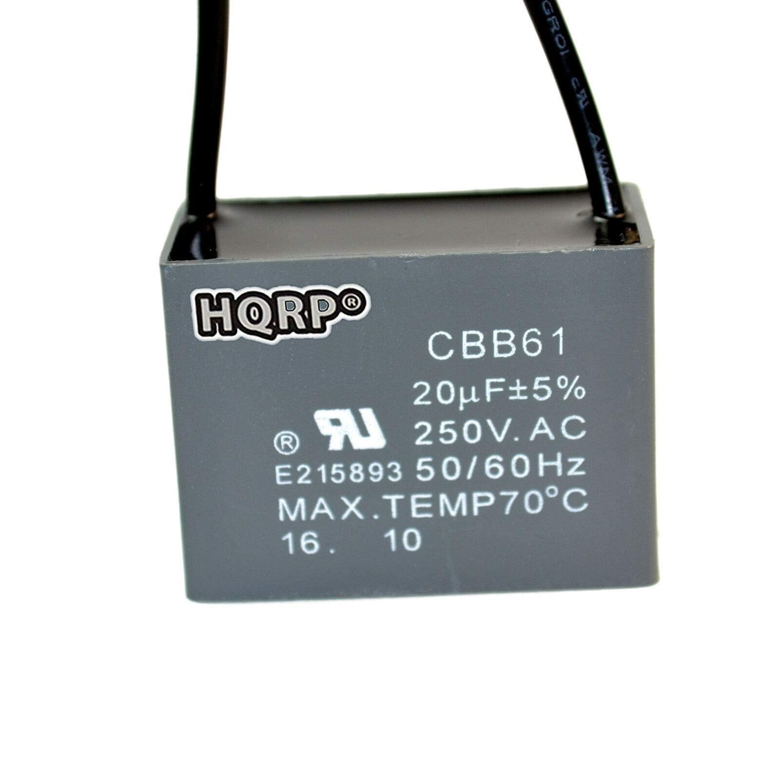 HQRPO  
CBB61  
20µF±5%  
250V.AC  
50/60Hz  
MAX. TEMP70°C  
E215893  
16.10