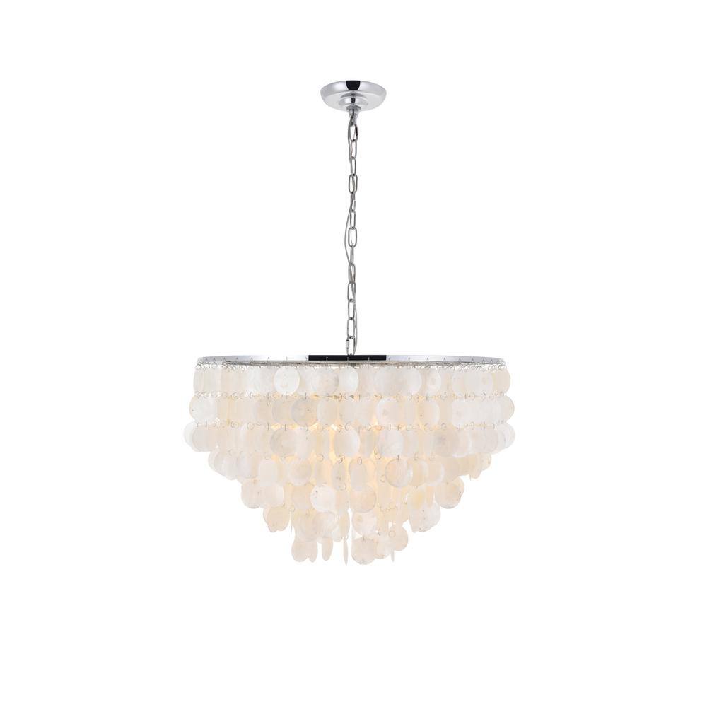 Alt View 7. Living District - Selene 6 light Chrome Pendant - Chrome And White.