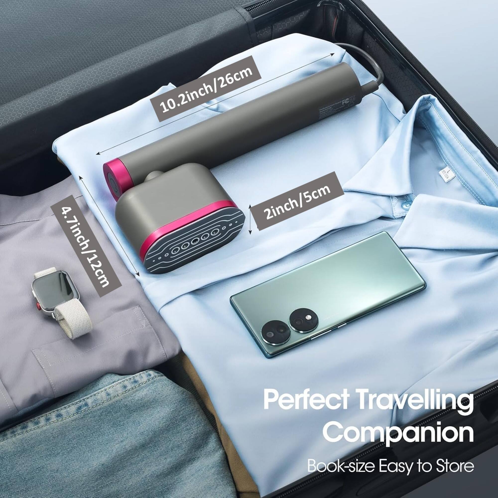 10.2 inch/26 cm  
4.7 inch/12 cm  
2 inch/5 cm  

Perfect Travelling Companion  
Book-size Easy to Store