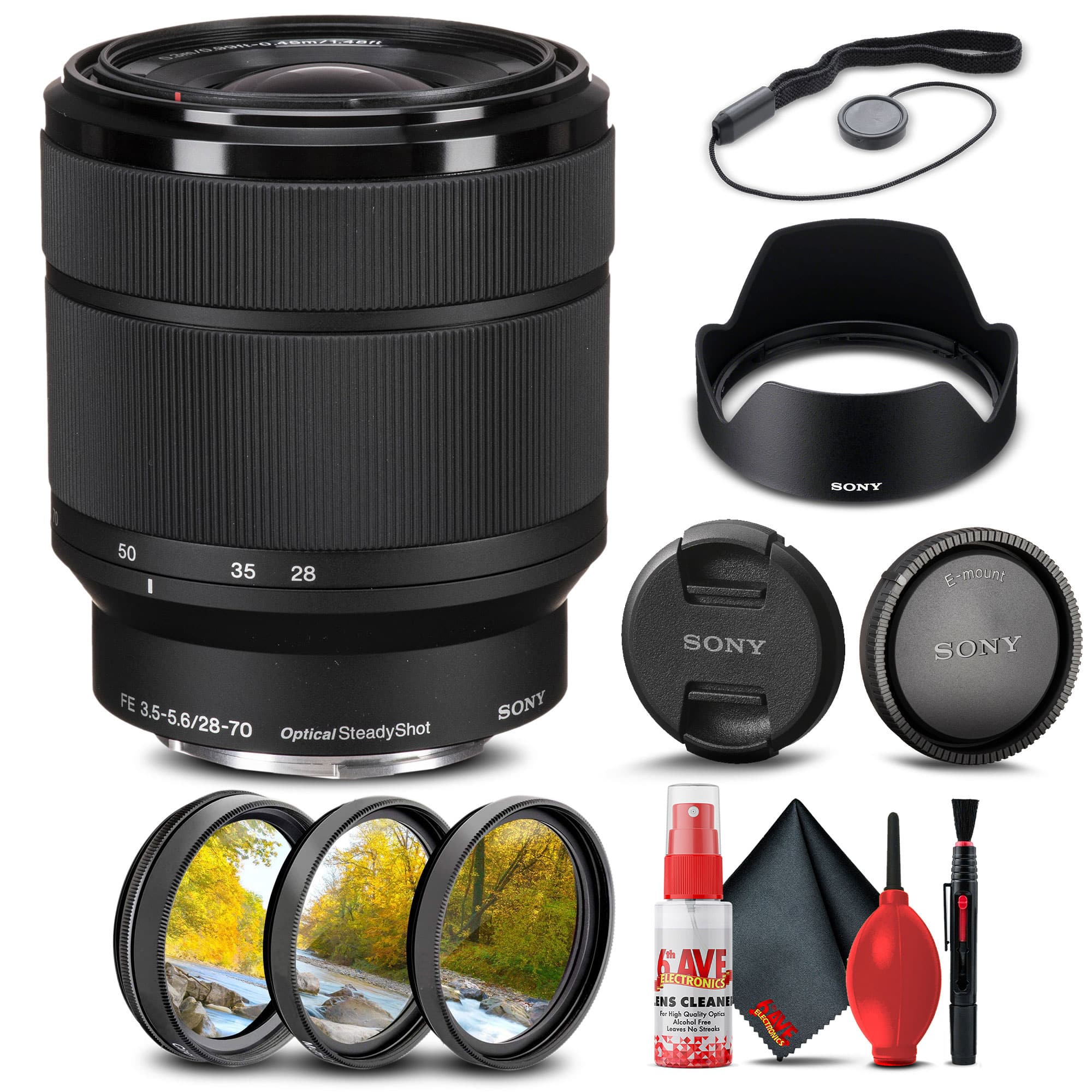 Sony - FE 28-70mm f/3.5-5.6 OSS Lens + Filter Kit + Cap Keeper + Cleaning Kit (International Version) - Black