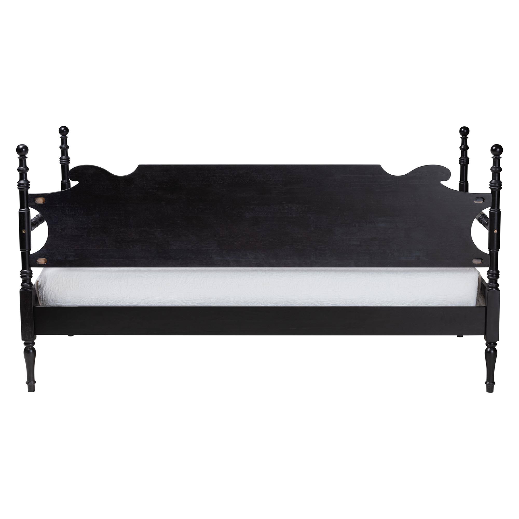 Left. Baxton Studio - Gaetano Wood Daybed with Turned Spindle Post, Twin - Black.