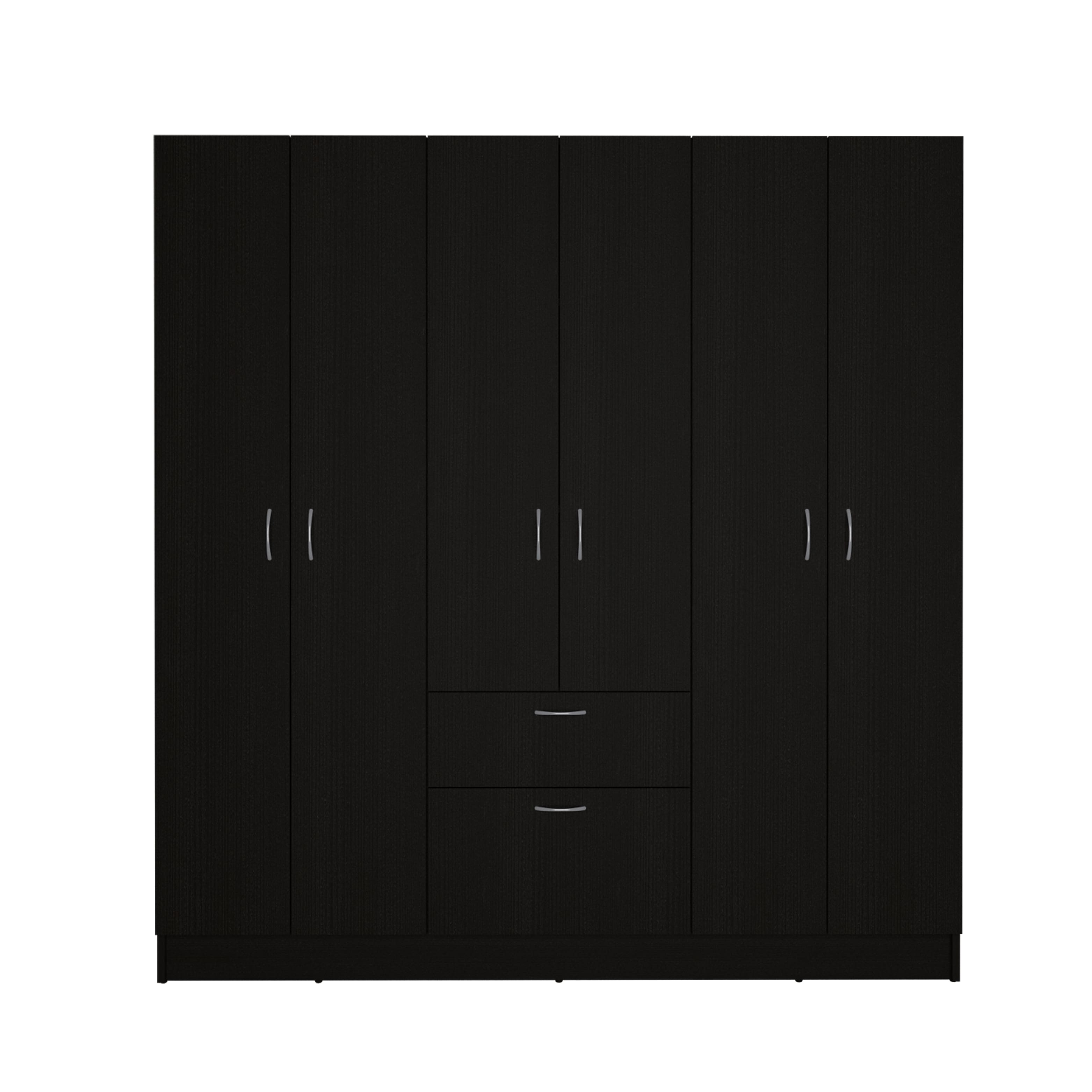 TinyHomie - Guajira Six Door Armoire Three Cabinets Hidden Drawer Shoes - Black