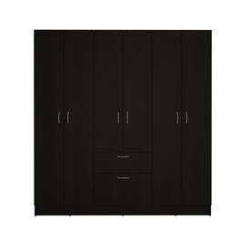 TinyHomie - Guajira Six Door Armoire Three Cabinets Hidden Drawer Shoes - Black
