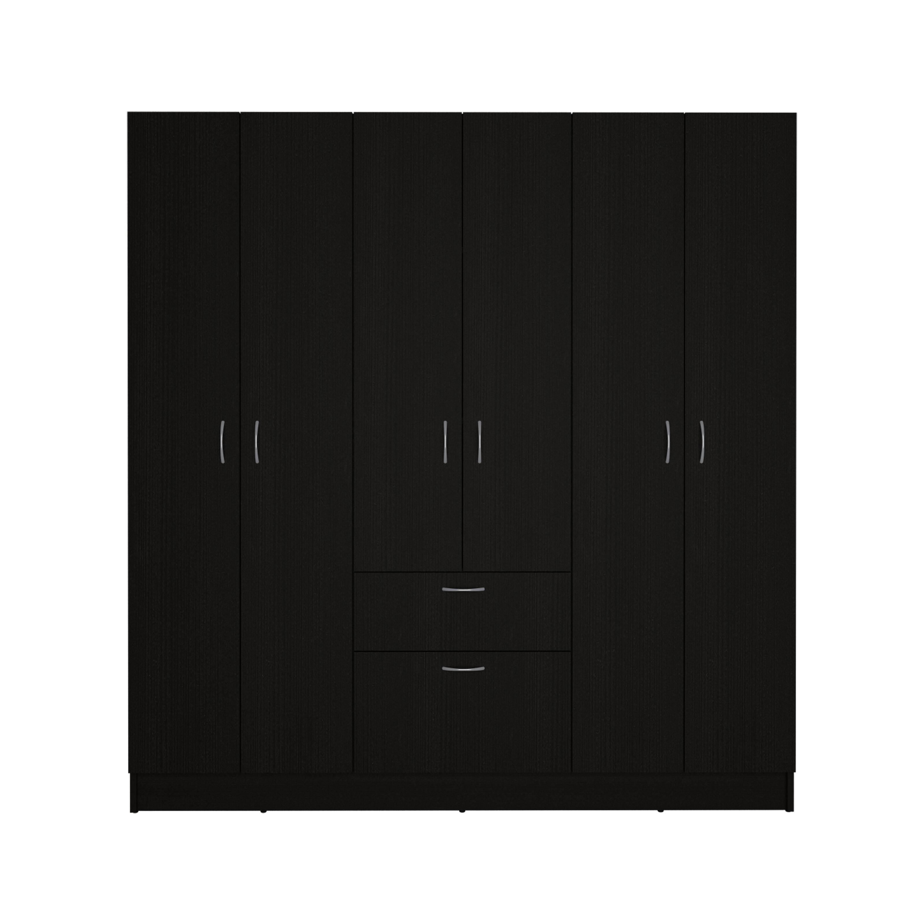 Front. TinyHomie - Guajira Six Door Armoire Three Cabinets Hidden Drawer Shoes - Black.