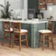 Alt View 3. Costway - 1 PCS 30" Bar Stool Wooden Chair with Contoured Backrest Swivel Padded Seat for Kitchen - Beige/Brown.