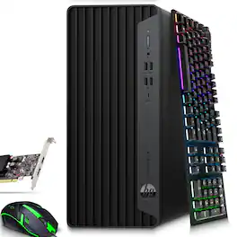 HP - Refurbished Excellent - G6 Tower Gaming Desktop PC | Intel i5-10th 3.1GHz | 8GB RAM | 256GB SSD | NVIDIA GTX 1050Ti | RGB KB & M | Wi-Fi | Win11 - Black