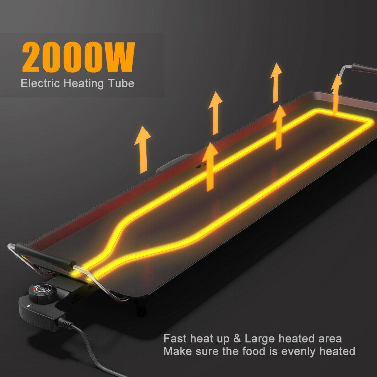 2000W Electric Heating Tube: Fast heat up & Large heated area. Make sure the food is evenly heated.