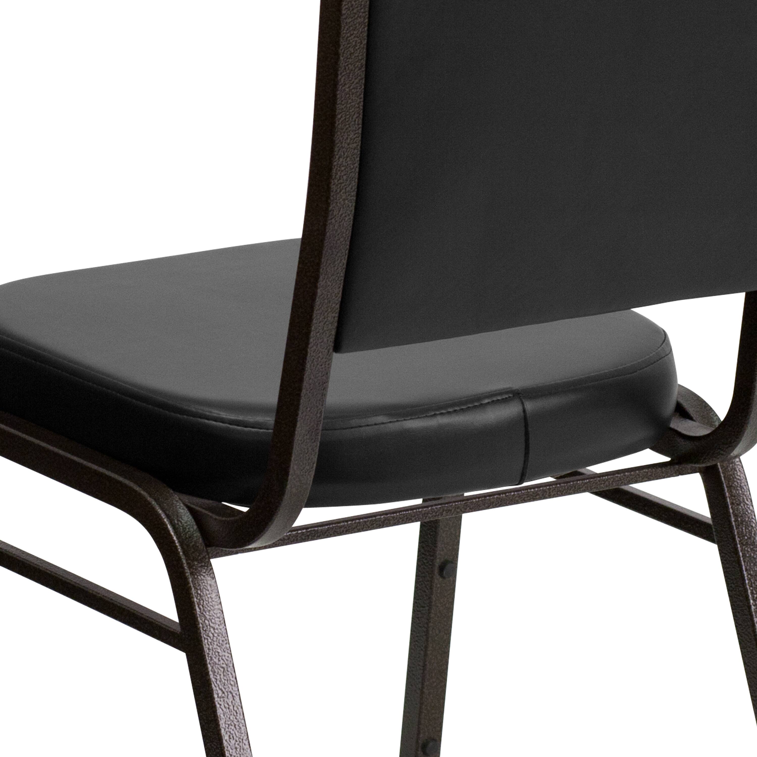 Alt View 9. Emma + Oliver - 4 Pack Crown Back Stacking Banquet Chair - Black Vinyl/Gold Vein Frame.