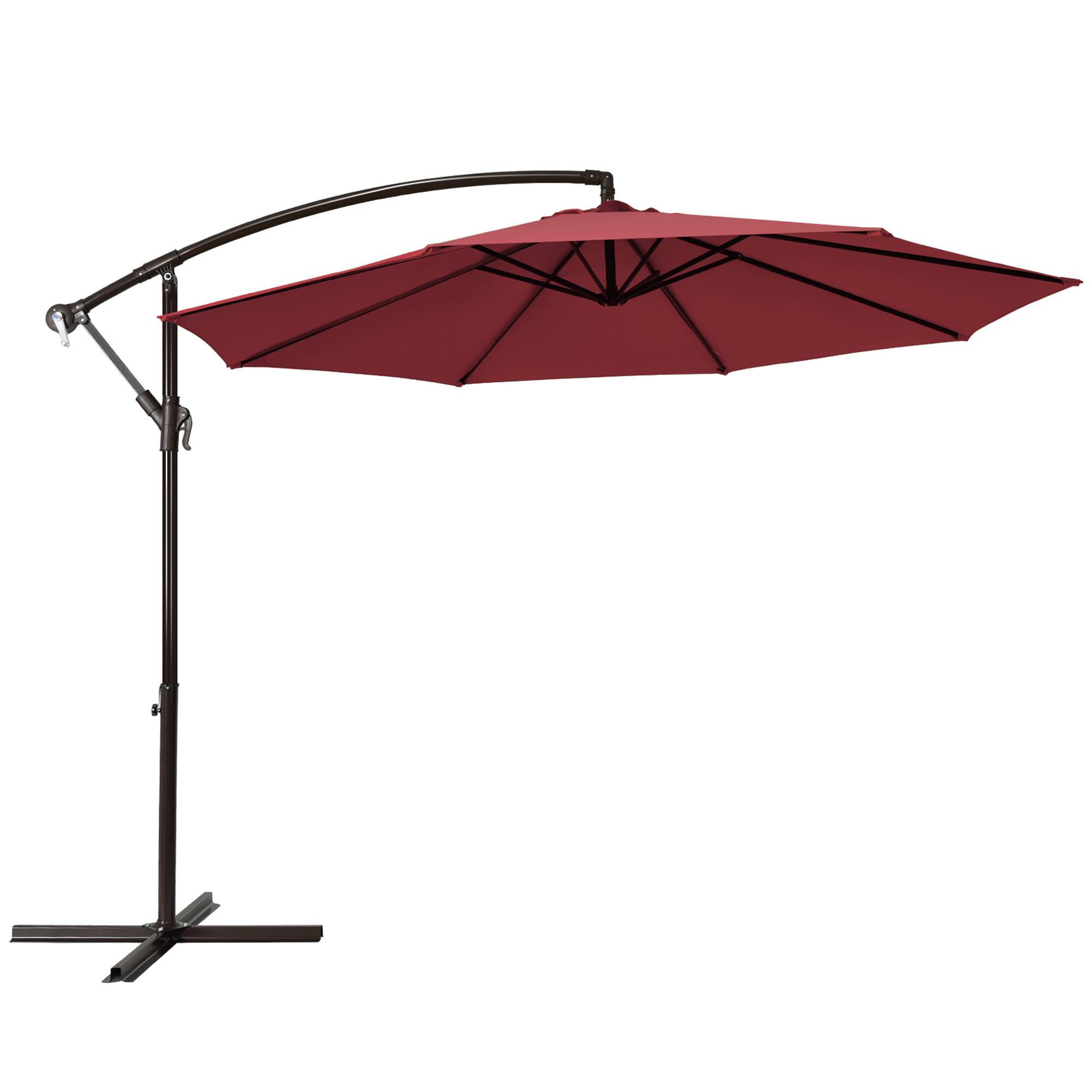 Alt View 1. Gymax - Gymax 10 ft Patio Cantilever Offset Umbrella Yard Garden Outdoor w/ 8 Ribs Burgundy - Burgundy.