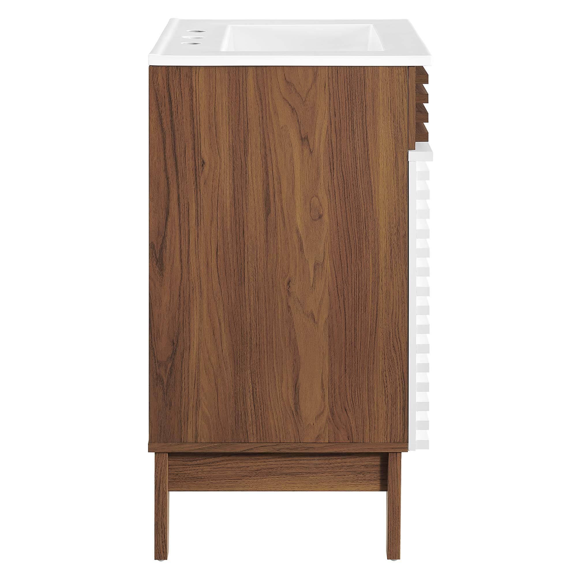 Alt View 1. Modway - Render 18" and 24" Bathroom Vanities with White Basin Included - White Walnut White.