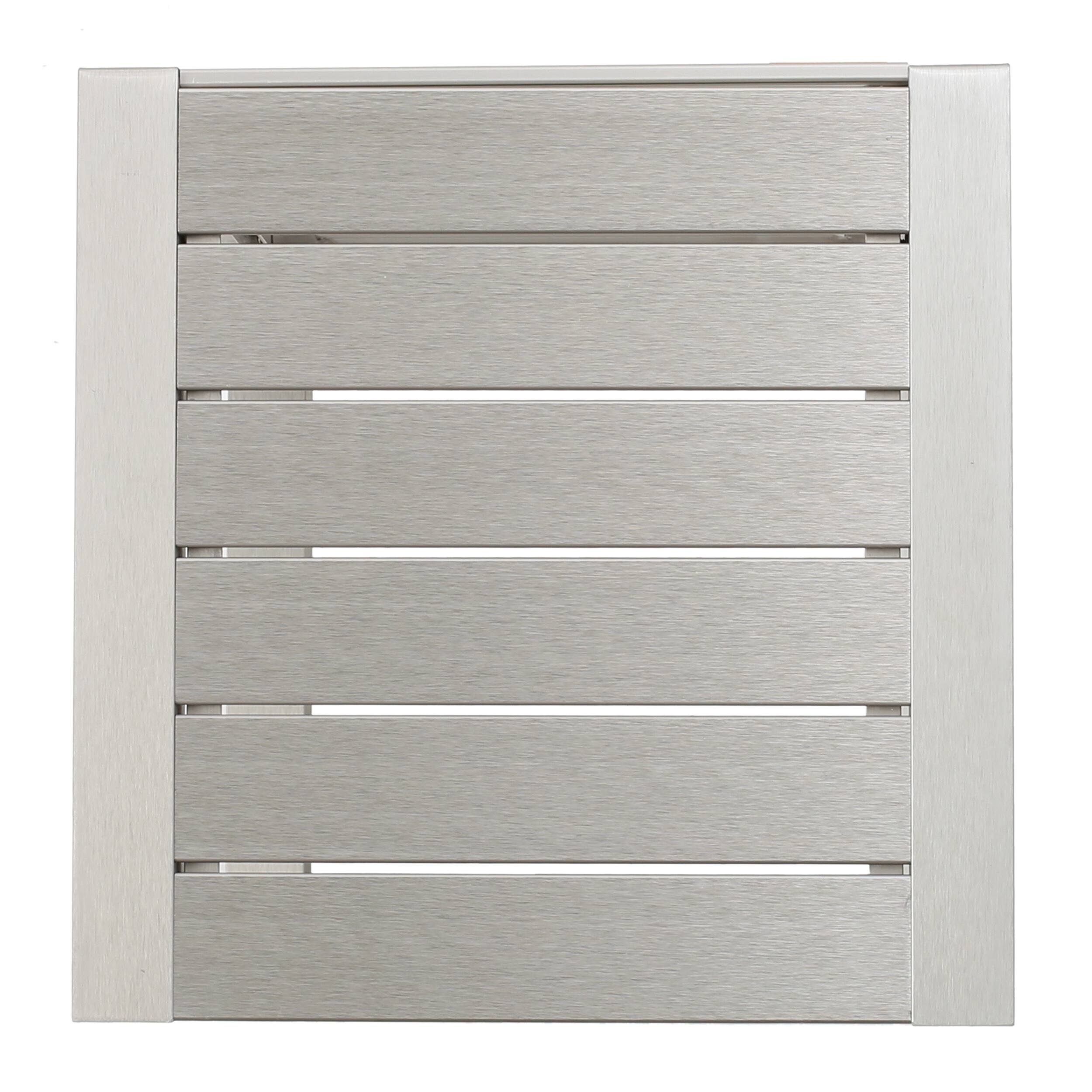 Alt View 1. Mondawe - C-Shaped Aluminum Outdoor Side Table - Silver.