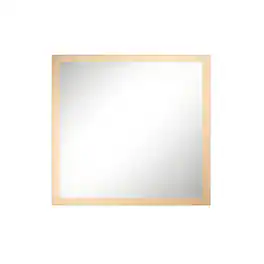 Boyel Living - 38 in W x 40 in L Dark Wood Grain Rectangular Slanted Edge Aluminum Framed Wall Bathroom Vanity Mirror