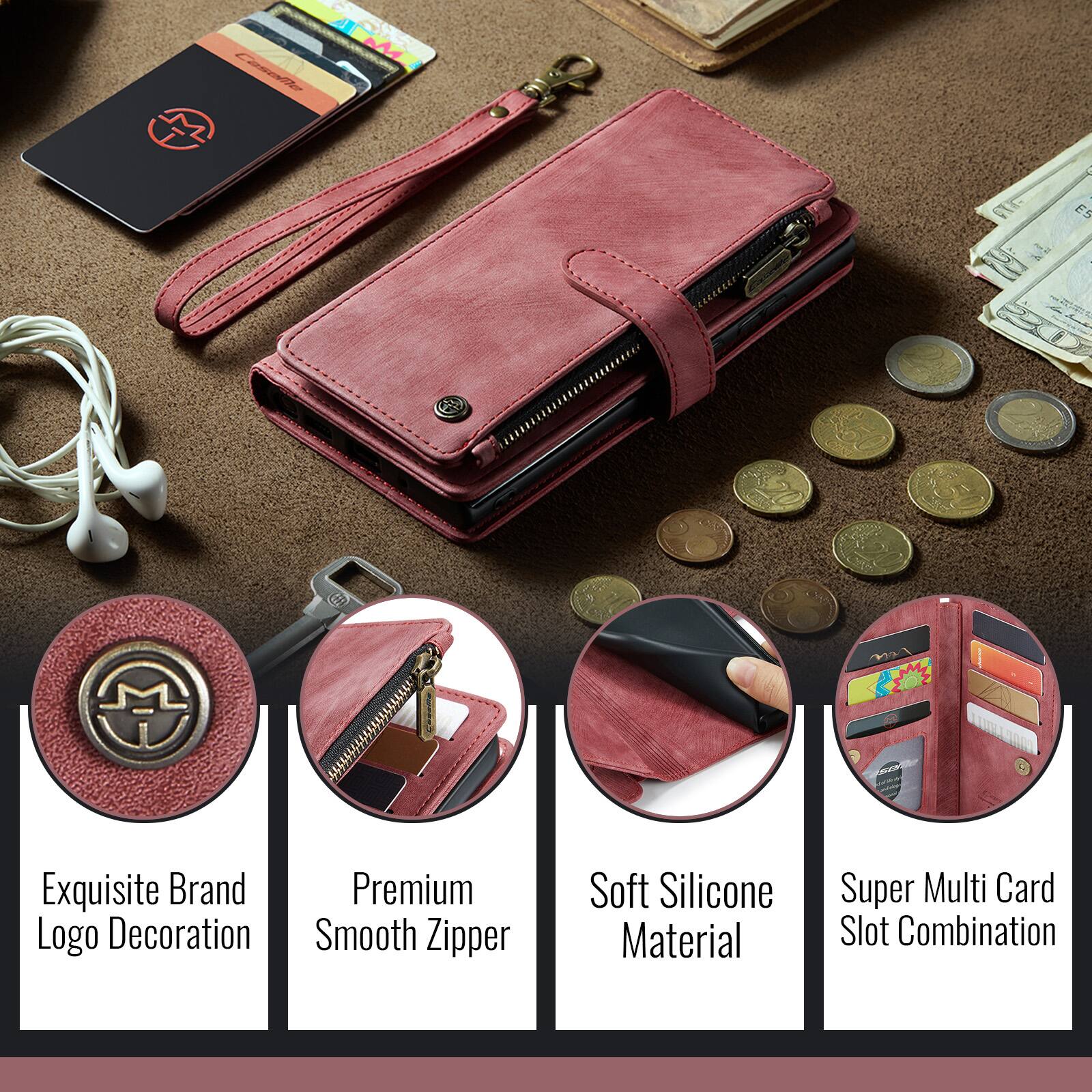 Caselle

M
/ ES

Exquisite Brand Premium Logo Decoration Smooth Zipper
Soft Silicone Material
Super Multi Card Slot Combination