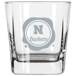 Logo Brands - Nebraska Huskers 14oz. Frost Stamp Old Fashioned Glass - Multicolor