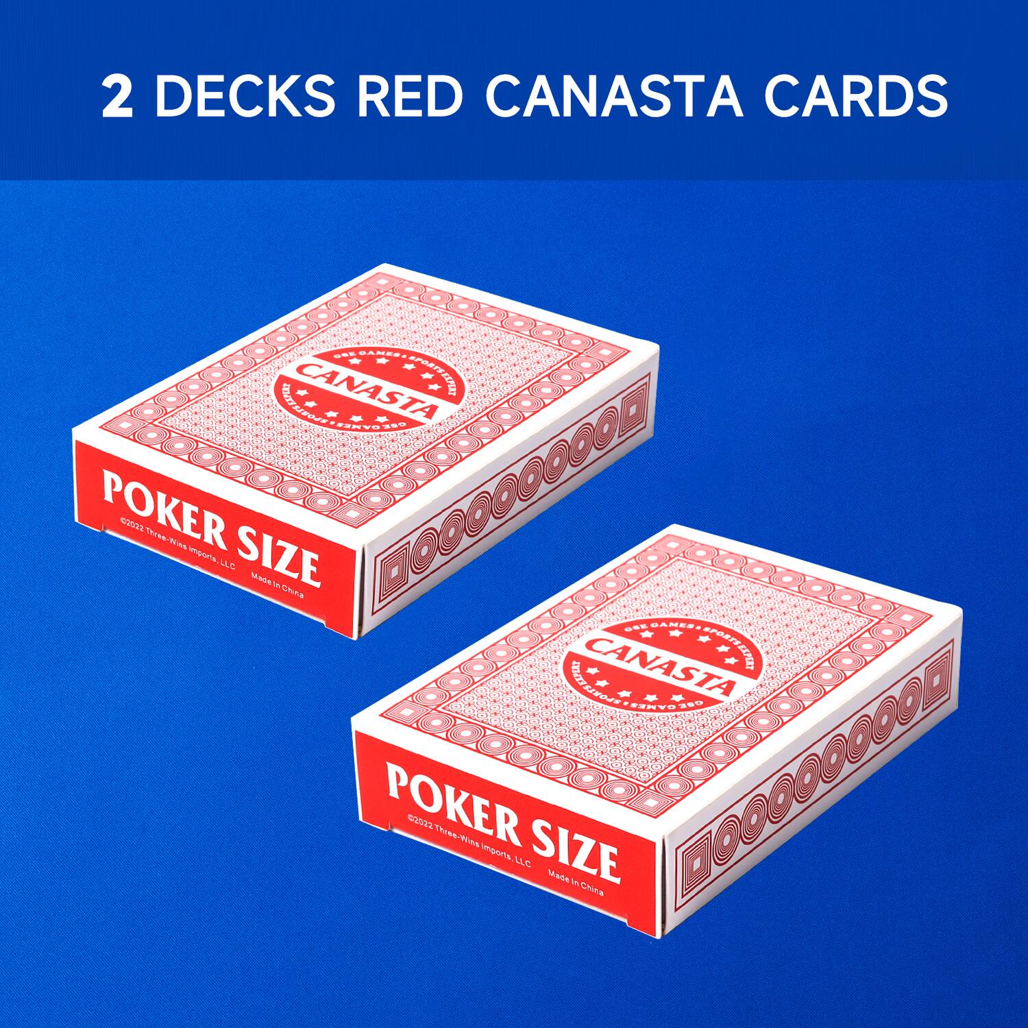2 DECKS RED CANASTA CARDS

GAEDANES - CANASTA ARVESERE SVOJ DREDAMES

POKER san Thees-Wms ipone LLC SIZE Mas i SS SSS CANASTA

EXPORT SEEPERT o ESNYOTED POKER 22 Threes MDOt LLC SIZE Mass M Chea DOOOOO