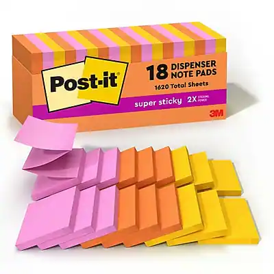 Post-it
18 Dispenser Note Pads
1620 Total Sheets
Super Sticky 2X
3M