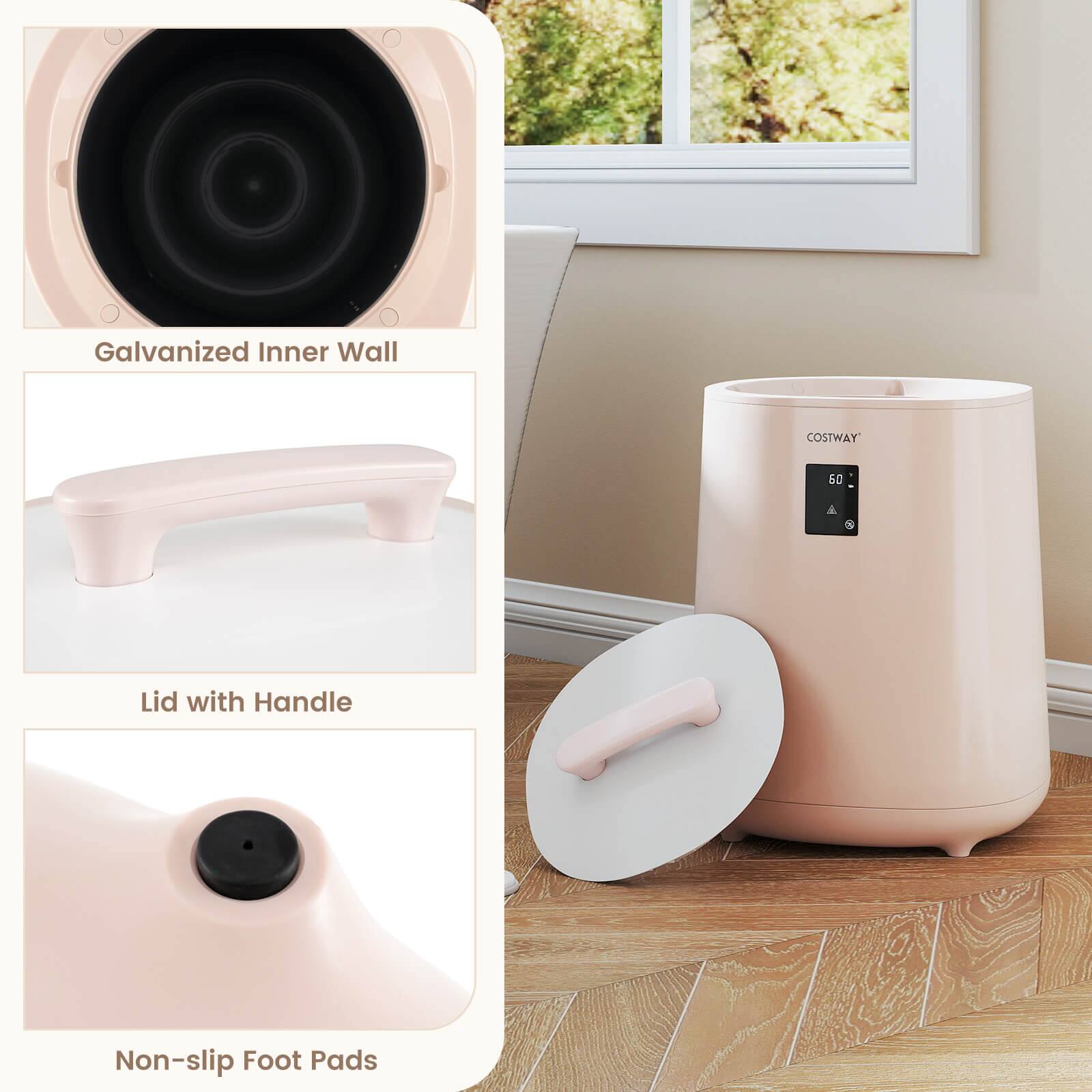 Galvanized Inner Wall

Lid with Handle

Non-slip Foot Pads