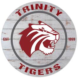 Jardine - Trinity Tigers 20'' x 20'' Indoor/Outdoor Weathered Circle Sign - White
