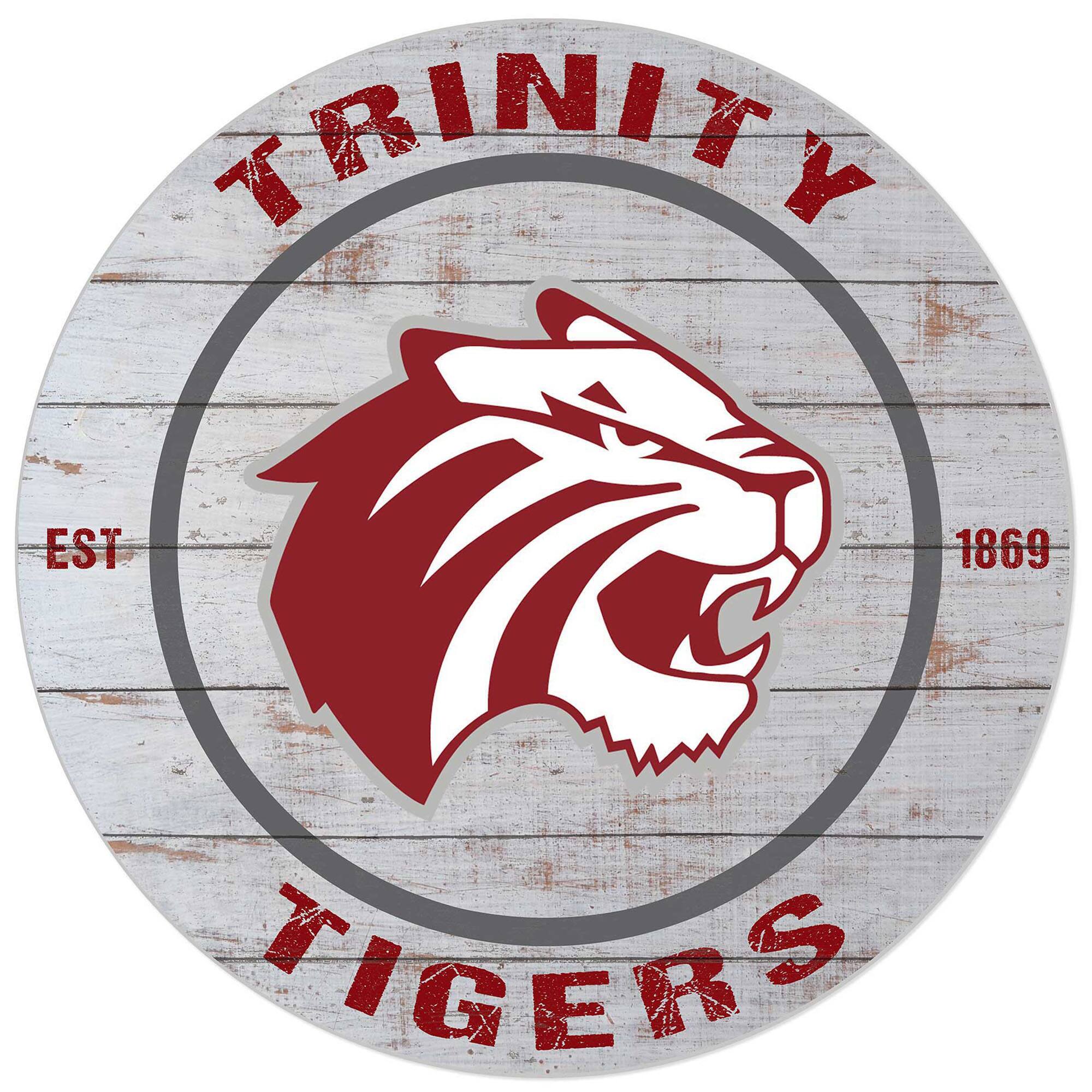 White Trinity Tigers 20'' x 20'' Indoor/Outdoor Weathered Circle Sign