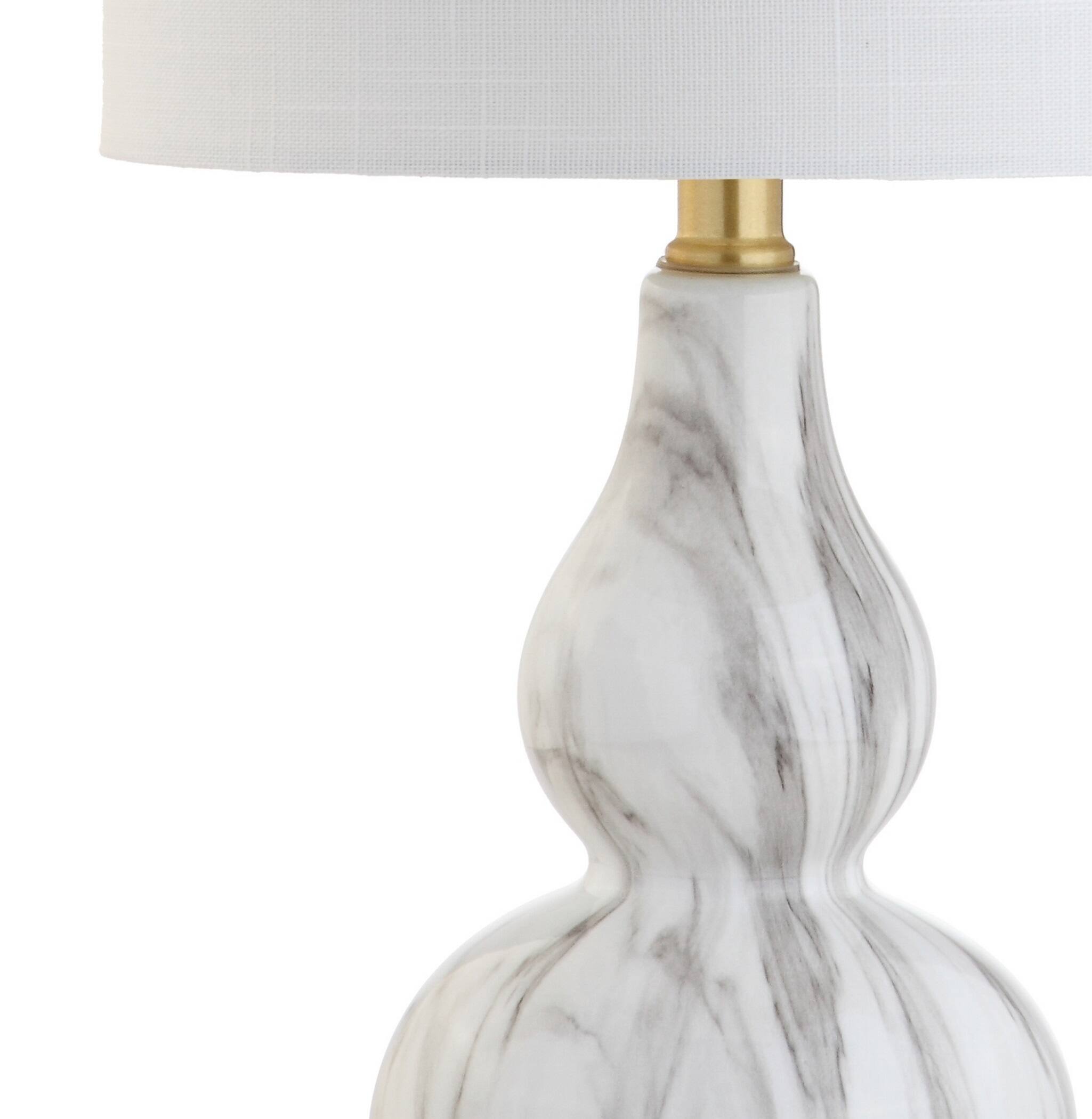 Alt View 6. Jonathan Y - Anya 20.5" Mini Glass Table Lamp, Black/White (Set of 2) - Black/White.