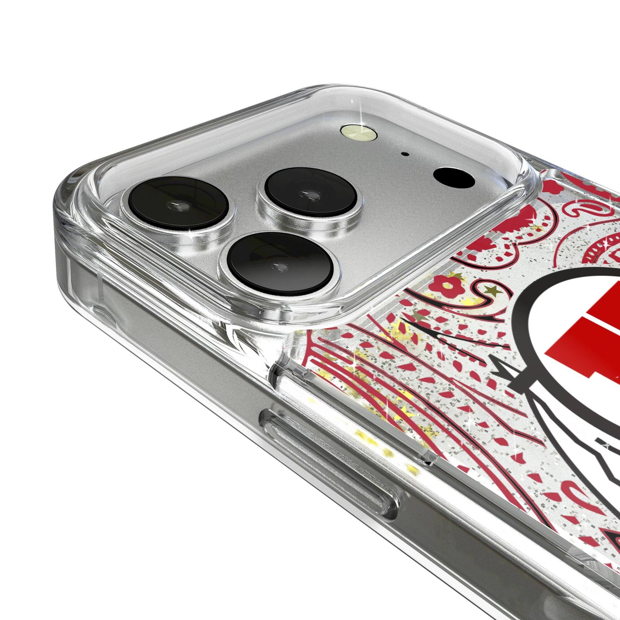 Alt View 2. Keyscaper - Utah Utes iPhone Glitter Paisley Design Case - 15 Pro - Multicolor.