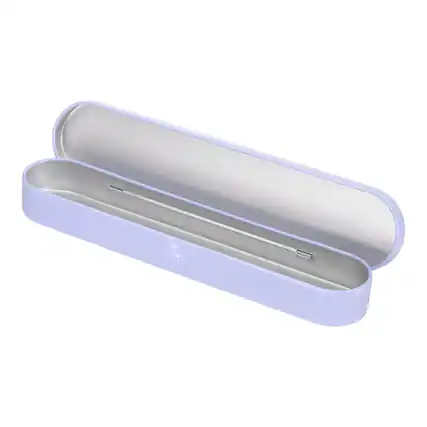 Front. Unique Bargains - Metal Tin Box with Lid Hinged Rectangular Empty Container for Pins Crafts Pencils - Purple.
