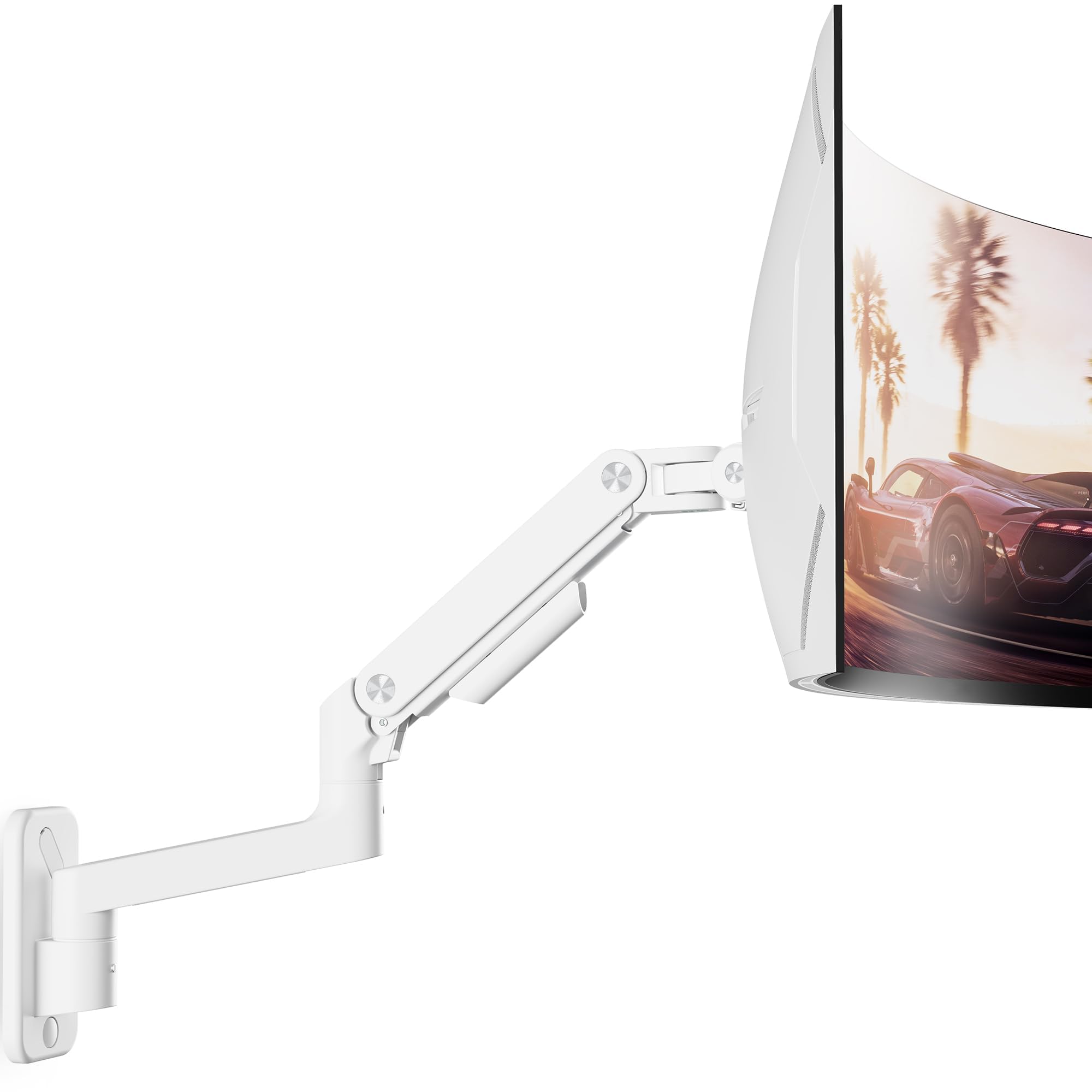 Front. Comfort Essence - Mount Monitor Arm For Ultrawide Screens Heavy Duty Single Holds Fully Adjustable Gas Spring 75x75 100x100 Vesa - White Single Monitor Arm.