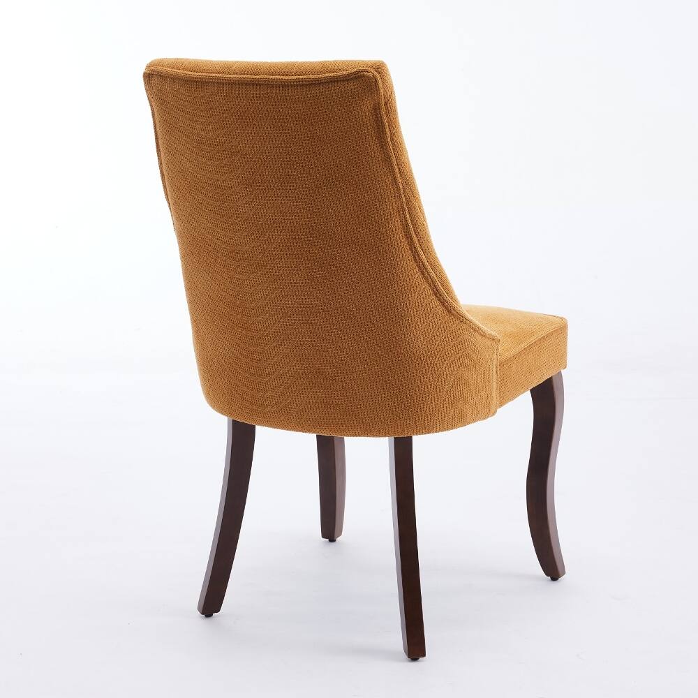 Alt View 1. Loheer - Loheer Dining Chairs Set of 2 Gold Upholstered High Back Chairs Solid Wood Legs - Gold.