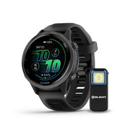 Garmin - Forerunner 570 42mm Slate Gray, Black Band,OLIGHT Rechargeable Clip-On - Gray - (2025)