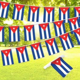 G128 - Cuba Bunting Banner, 33 ft String with 8.2 x 5.5 in Mini Flags - Assorted Colors