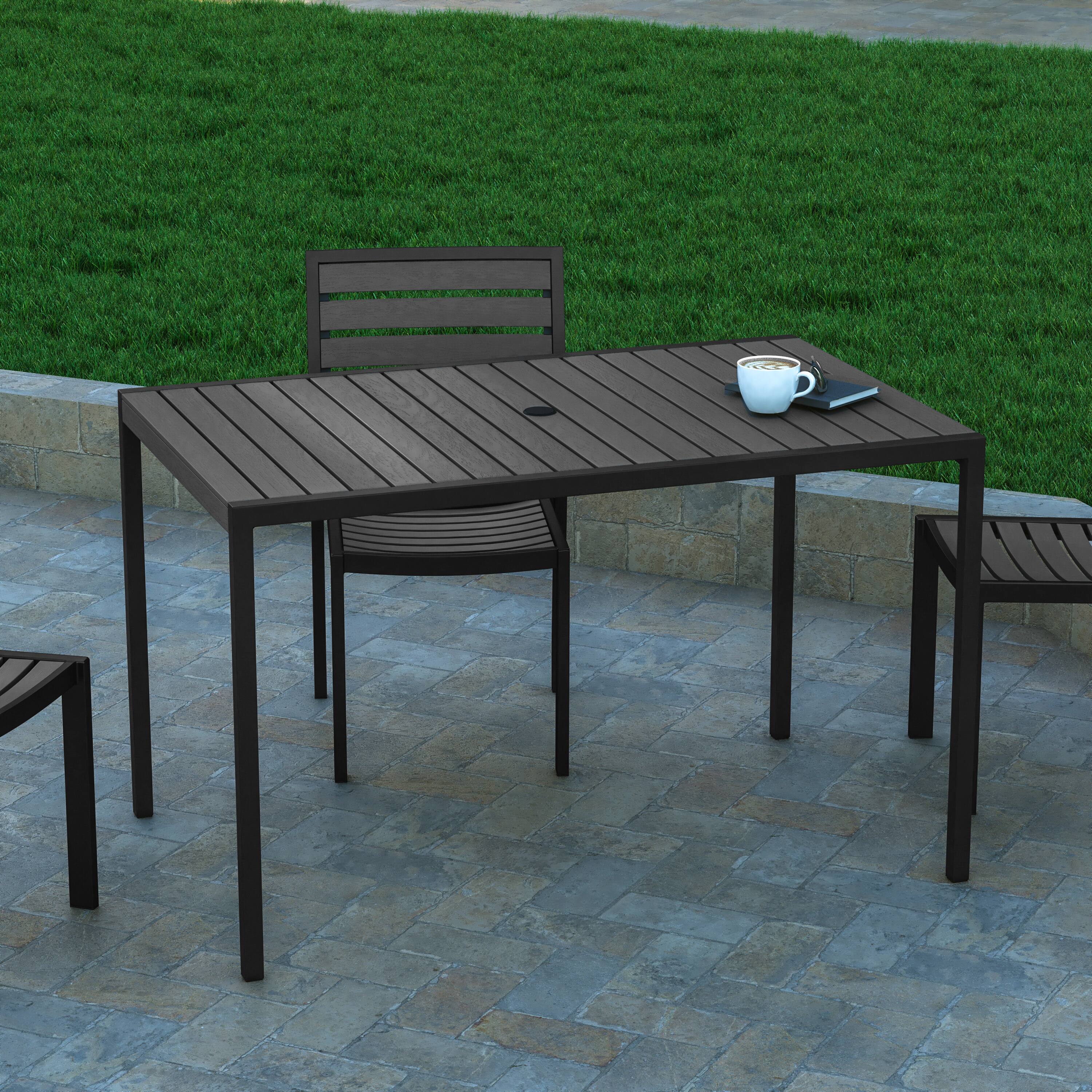 Alt View 3. Emma + Oliver - All-Weather Faux Teak Patio Dining Table with Steel Frame - Seats 4 - Gray Wash Teak.