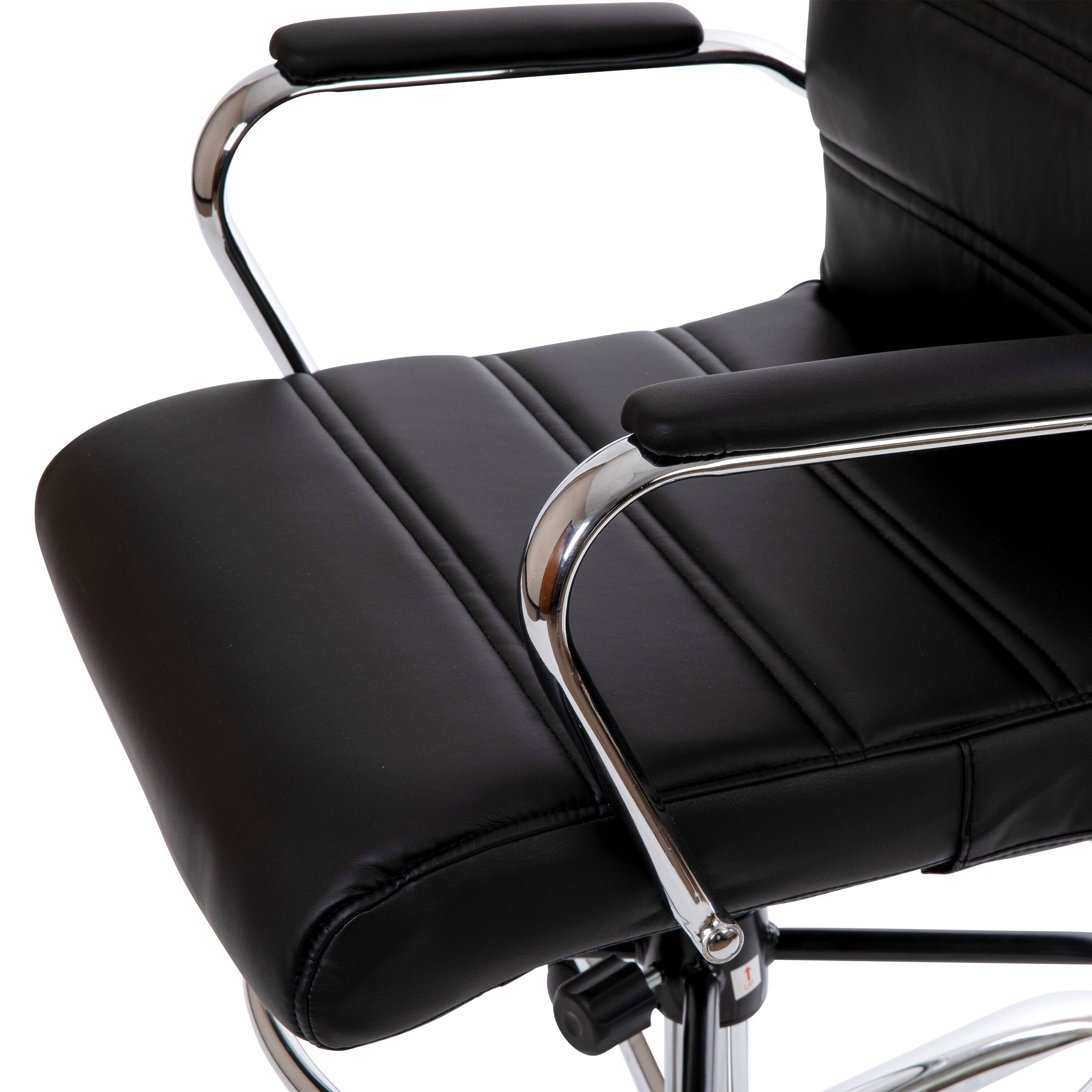 Alt View 10. Emma + Oliver - Mid-Back LeatherSoft Drafting Chair with Adjustable Foot Ring and Chrome Base - Black.