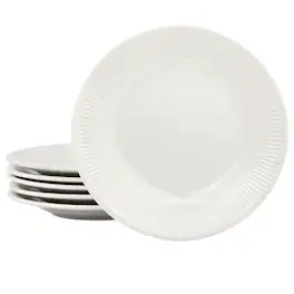 Elama - Gretel 6 Piece Round Stoneware Salad Plate Set - White