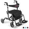 Front. Costway - Costway Folding Medical Rollator Walker Aluminum Transport Chair Adjustable Handle Black - Black.