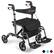 Front. Costway - Costway Folding Medical Rollator Walker Aluminum Transport Chair Adjustable Handle Black - Black.