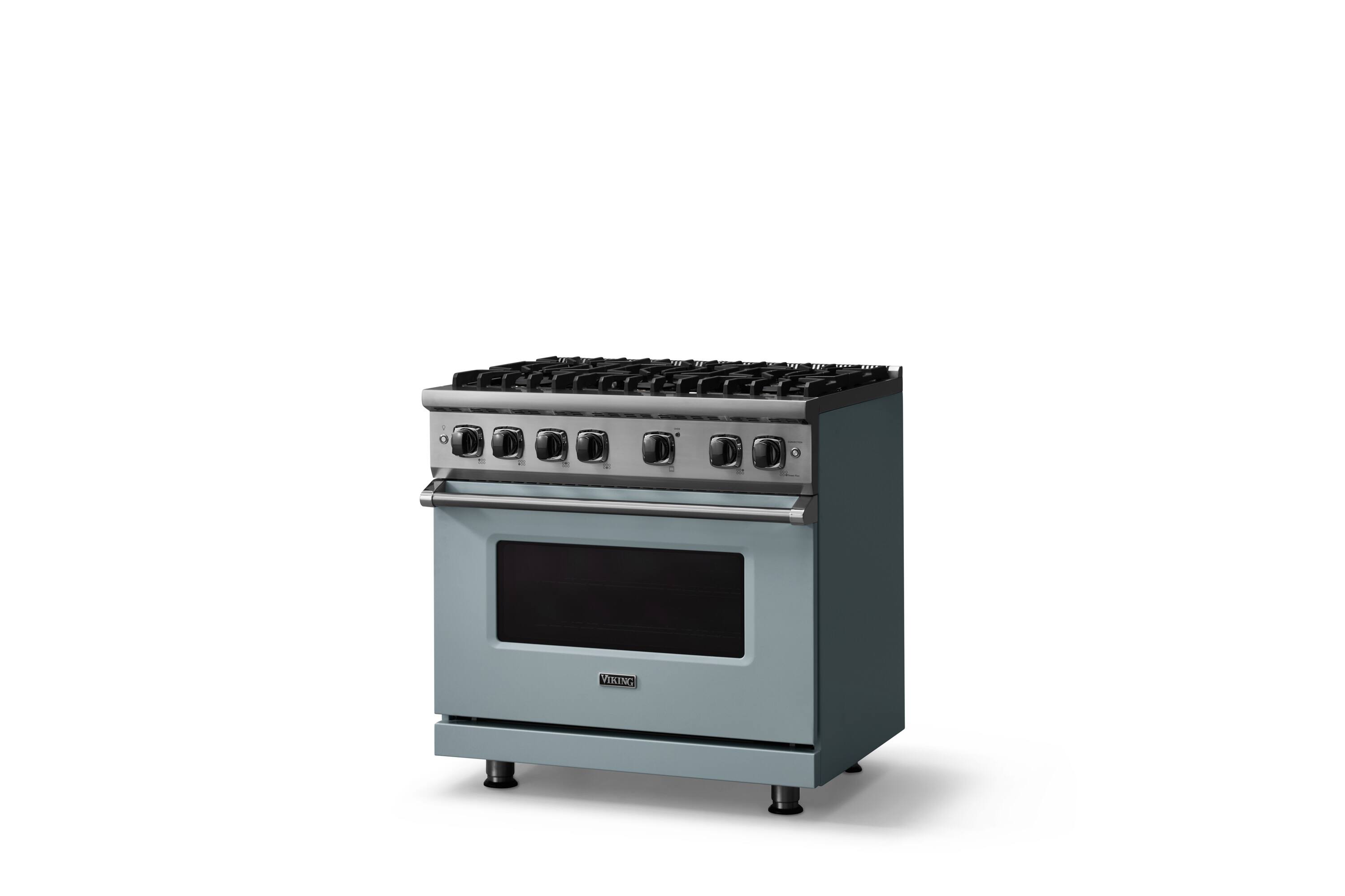 Angle. Viking - 36"W./24"D. 5.1 Cu. Ft.  Gas Sealed Burner Range-6 Burners-November Sky-LP - November Sky.