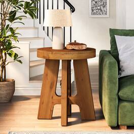 Tribesigns - Solid Wood End Table with Wood Grain Finish and Space-Saving Design for Living Room and Bedroom - Brown