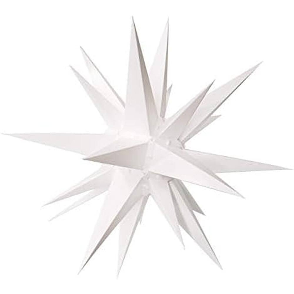 Angle. Schertz - "Large Warm White LED Moravian Star, 3D Hanging Christmas Decoration" - White.