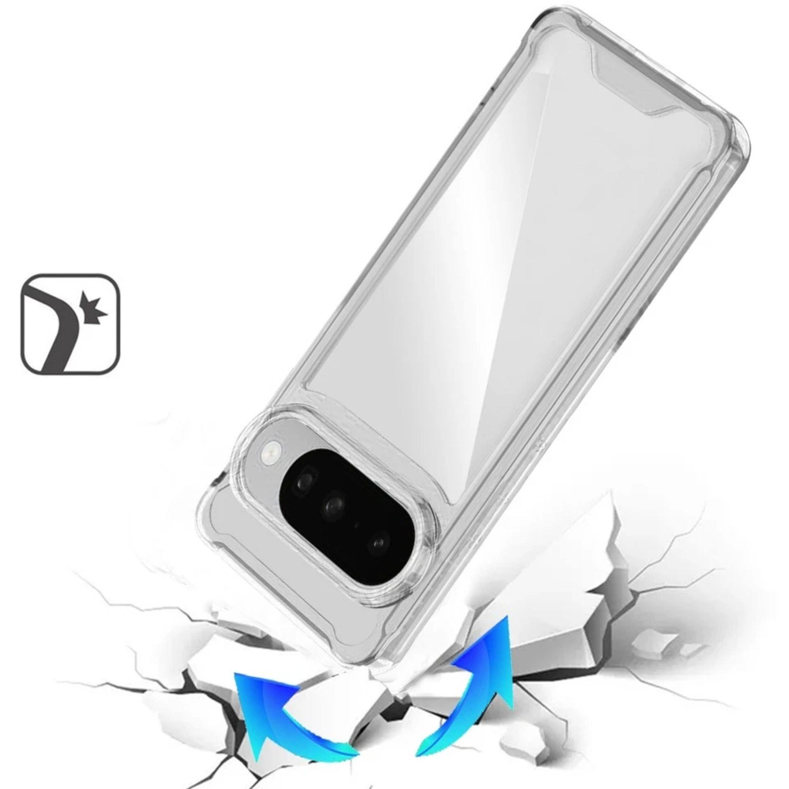Angle. Kitcheniva - Shockproof Transparent Hybrid Plus Tempered Glass For Google Pixel 10/10 Pro - Clear.