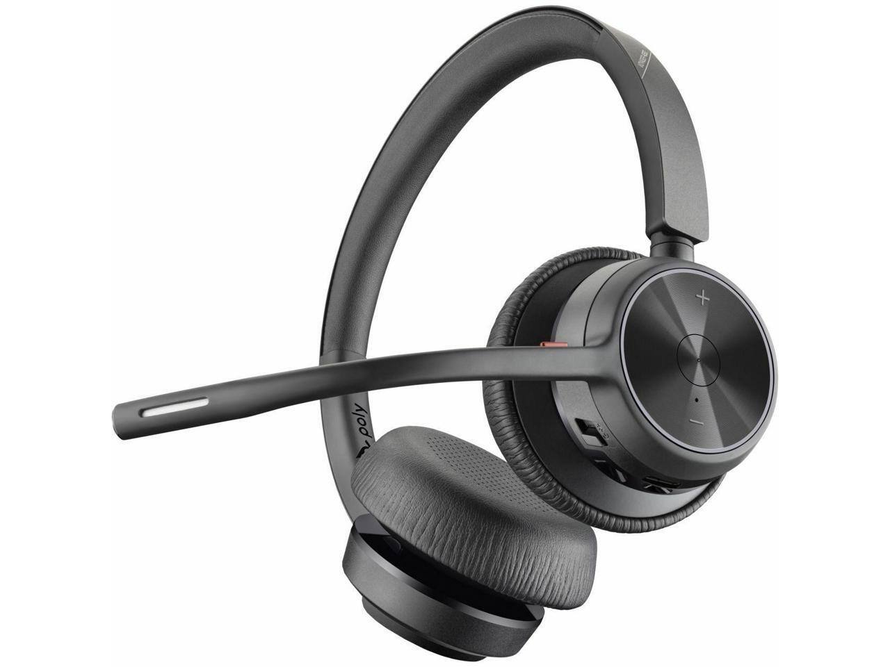 Alt View 5. HP - Poly Voyager 4320 USB-C Headset - Wired/Wireless, Bluetooth, Stereo, On-ear, Binaural, Ear-cup - Black.